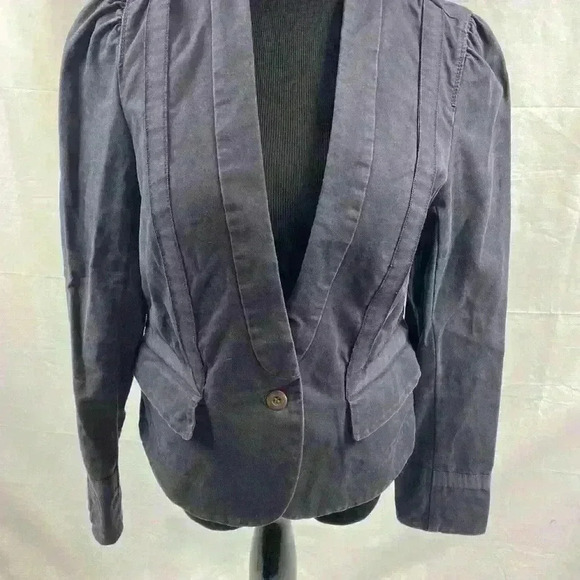 Ann Taylor LOFT Women’s Jacket Cropped Blue Size 8 One Button - Picture 2 of 5